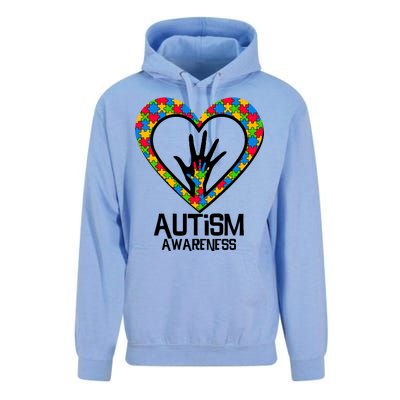 Autism Awareness Holding Hands Heart Puzzle Unisex Surf Hoodie