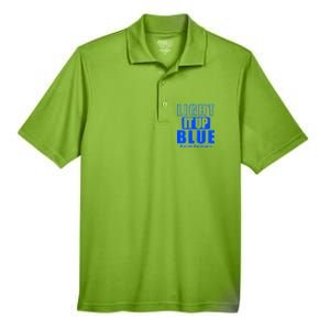 Autism Awareness Light It Up Blue Text Logo Men's Origin Performance Pique Polo