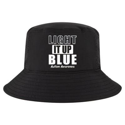 Autism Awareness Light It Up Blue Text Logo Cool Comfort Performance Bucket Hat