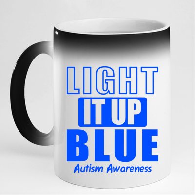 Autism Awareness Light It Up Blue Text Logo 11oz Black Color Changing Mug