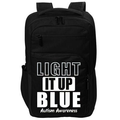 Autism Awareness Light It Up Blue Text Logo Impact Tech Backpack