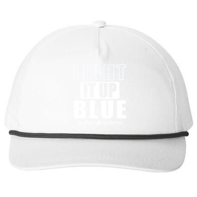 Autism Awareness Light It Up Blue Text Logo Snapback Five-Panel Rope Hat