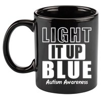 Autism Awareness Light It Up Blue Text Logo 11oz C Handle Ceramic Mug