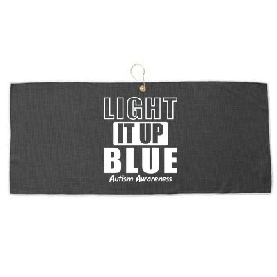 Autism Awareness Light It Up Blue Text Logo Large Microfiber Waffle Golf Towel