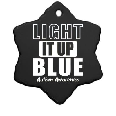 Autism Awareness Light It Up Blue Text Logo Ceramic Star Ornament