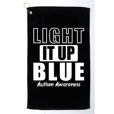 Autism Awareness Light It Up Blue Text Logo Platinum Collection Golf Towel