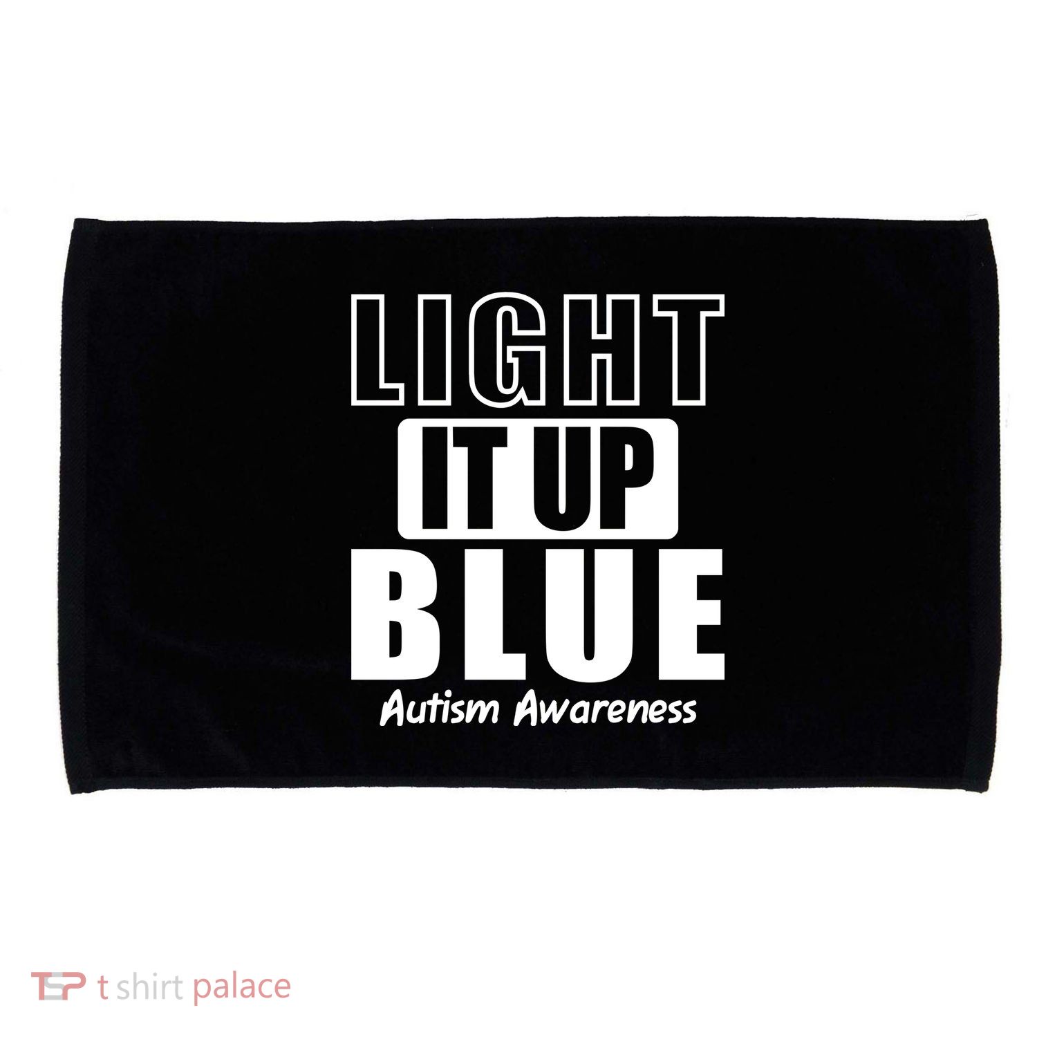 Autism Awareness Light It Up Blue Text Logo Microfiber Hand Towel