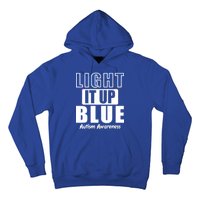 Autism Awareness Light It Up Blue Text Logo Hoodie