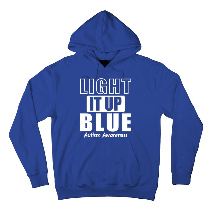 Autism Awareness Light It Up Blue Text Logo Hoodie