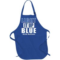 Autism Awareness Light It Up Blue Text Logo Full-Length Apron With Pockets