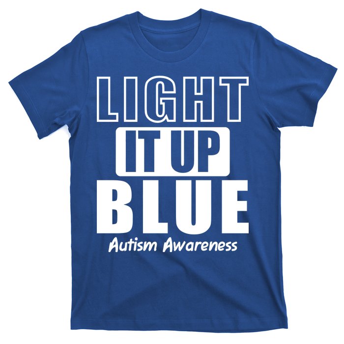 Autism Awareness Light It Up Blue Text Logo T-Shirt