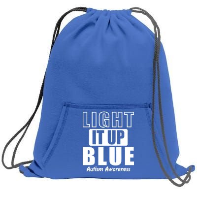 Autism Awareness Light It Up Blue Text Logo Sweatshirt Cinch Pack Bag