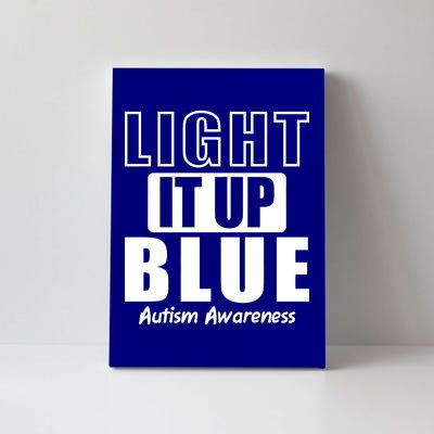 Autism Awareness Light It Up Blue Text Logo Canvas