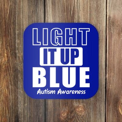 Autism Awareness Light It Up Blue Text Logo Coaster