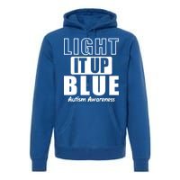 Autism Awareness Light It Up Blue Text Logo Premium Hoodie