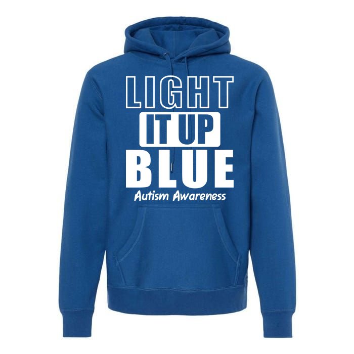 Autism Awareness Light It Up Blue Text Logo Premium Hoodie