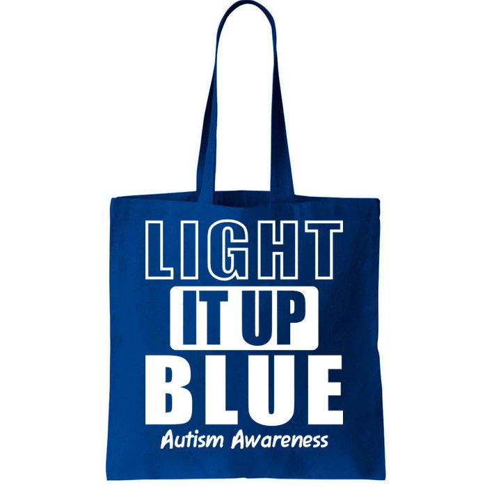 Autism Awareness Light It Up Blue Text Logo Tote Bag