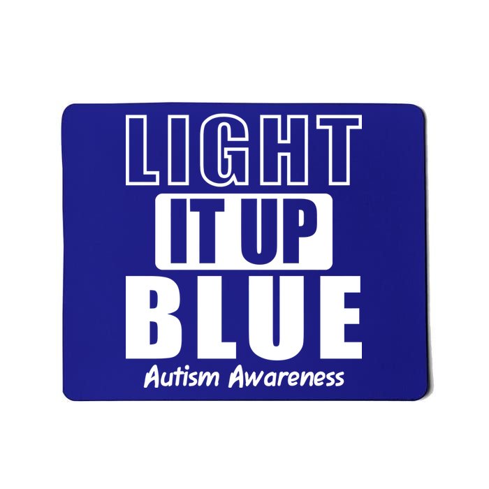 Autism Awareness Light It Up Blue Text Logo Mousepad