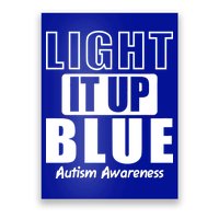 Autism Awareness Light It Up Blue Text Logo Poster