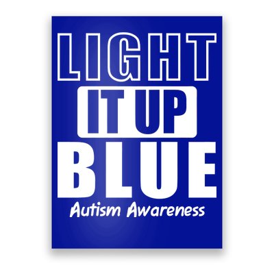 Autism Awareness Light It Up Blue Text Logo Poster