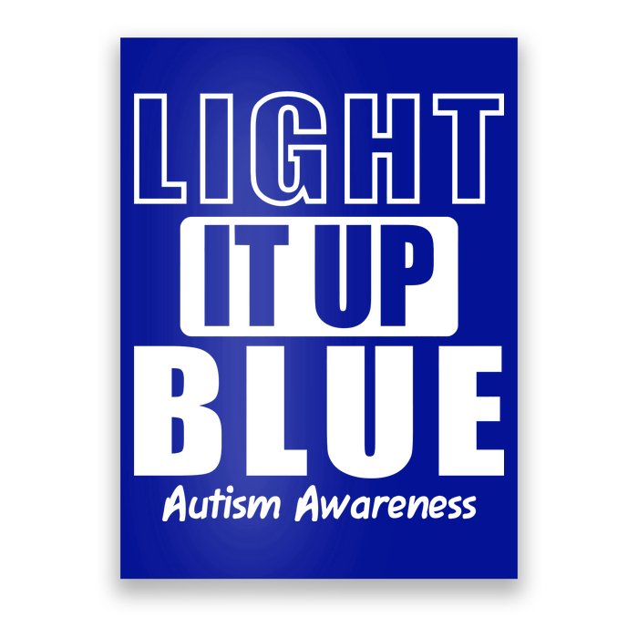 Autism Awareness Light It Up Blue Text Logo Poster