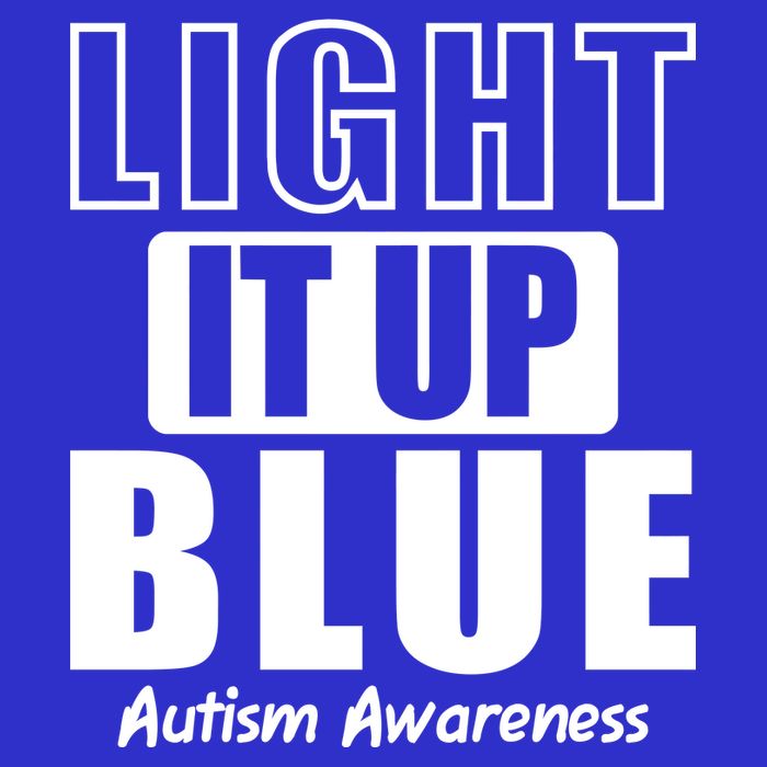 Autism Awareness Light It Up Blue Text Logo Baby Bodysuit