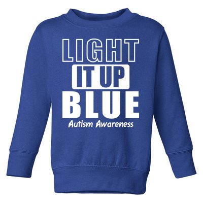 Autism Awareness Light It Up Blue Text Logo Toddler Sweatshirt