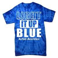 Autism Awareness Light It Up Blue Text Logo Tie-Dye T-Shirt