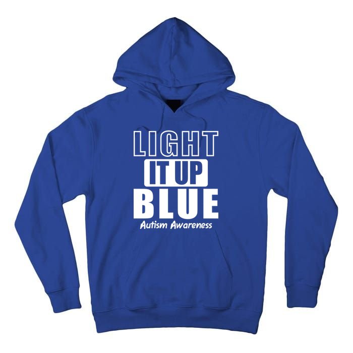 Autism Awareness Light It Up Blue Text Logo Tall Hoodie