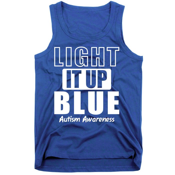 Autism Awareness Light It Up Blue Text Logo Tank Top