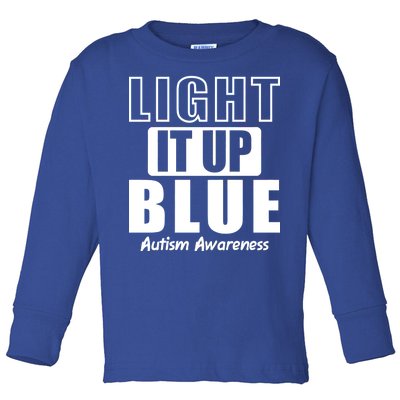 Autism Awareness Light It Up Blue Text Logo Toddler Long Sleeve Shirt