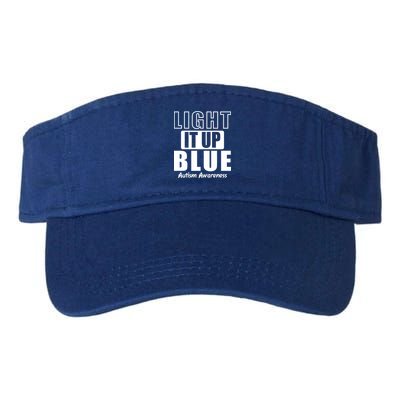 Autism Awareness Light It Up Blue Text Logo Valucap Bio-Washed Visor