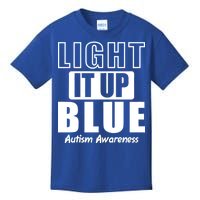 Autism Awareness Light It Up Blue Text Logo Kids T-Shirt