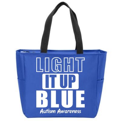 Autism Awareness Light It Up Blue Text Logo Zip Tote Bag