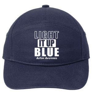 Autism Awareness Light It Up Blue Text Logo 7-Panel Snapback Hat