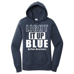 Autism Awareness Light It Up Blue Text Logo Women's Pullover Hoodie