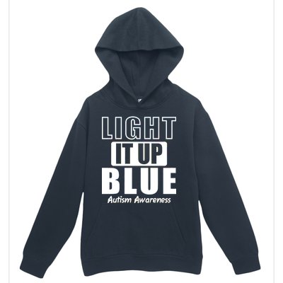 Autism Awareness Light It Up Blue Text Logo Urban Pullover Hoodie