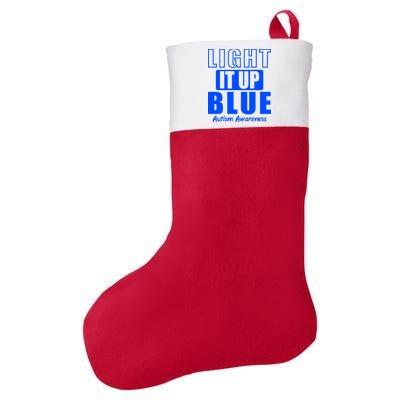 Autism Awareness Light It Up Blue Text Logo Felt Holiday Christmas Stocking