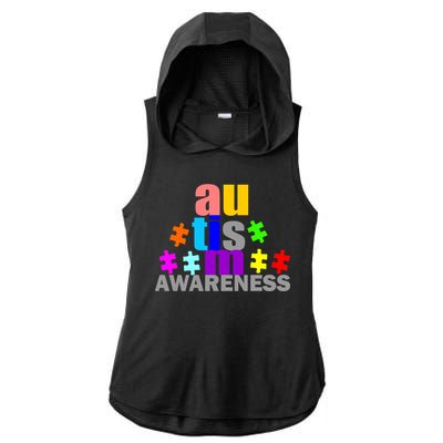 Autism Awareness Logo Ladies PosiCharge Tri-Blend Wicking Draft Hoodie Tank