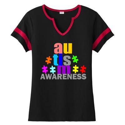 Autism Awareness Logo Ladies Halftime Notch Neck Tee