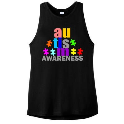 Autism Awareness Logo Ladies PosiCharge Tri-Blend Wicking Tank