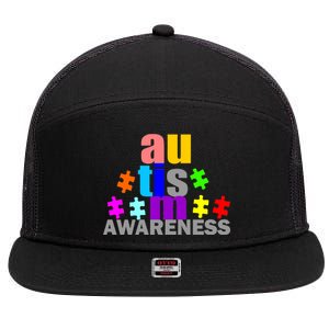 Autism Awareness Logo 7 Panel Mesh Trucker Snapback Hat