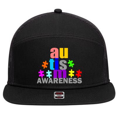 Autism Awareness Logo 7 Panel Mesh Trucker Snapback Hat