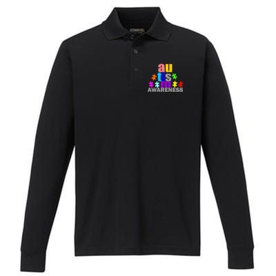 Autism Awareness Logo Performance Long Sleeve Polo