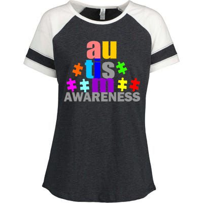 Autism Awareness Logo Enza Ladies Jersey Colorblock Tee