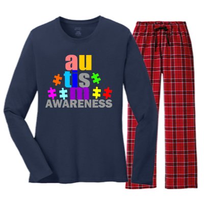 Autism Awareness Logo Women's Long Sleeve Flannel Pajama Set 