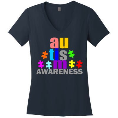 Autism Awareness Logo Women's V-Neck T-Shirt