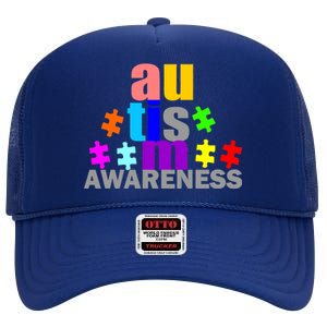 Autism Awareness Logo High Crown Mesh Back Trucker Hat