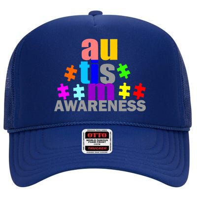 Autism Awareness Logo High Crown Mesh Back Trucker Hat