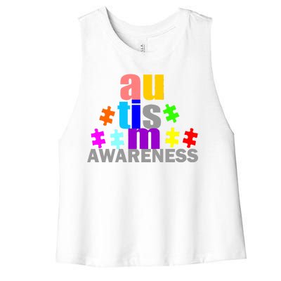 Autism Awareness Logo Women's Racerback Cropped Tank